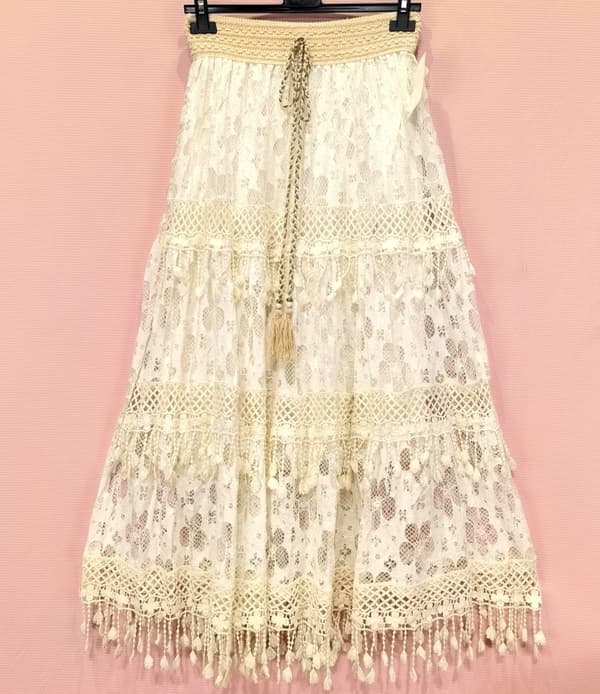 Agélii Fashion - Lång boho spetskjol - one size 38-42