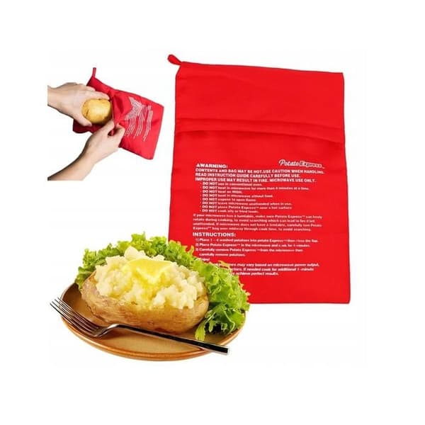 Potato Express – Mikrovågsugnspåse för potatis – Snabb ångkokning på 4 minuter – Återanvändbar, tvättbar, utan fett