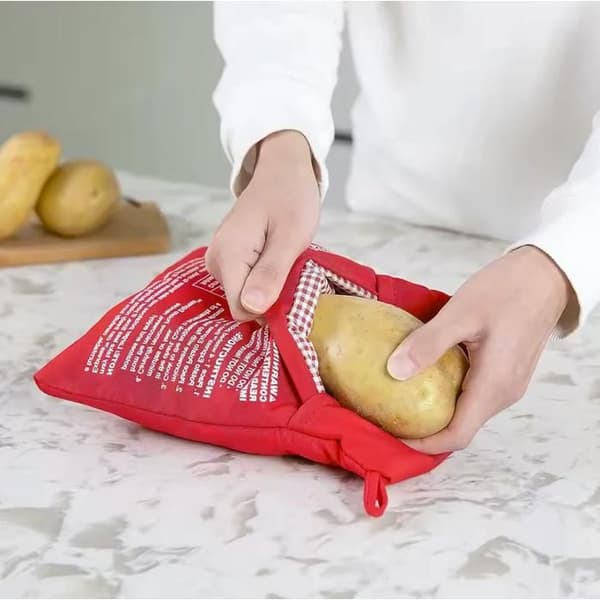 Potato Express – Mikrovågsugnspåse för potatis – Snabb ångkokning på 4 minuter – Återanvändbar, tvättbar, utan fett