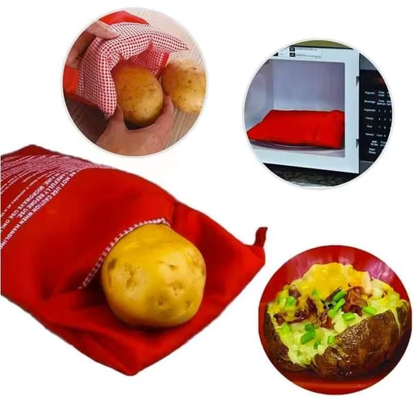 Potato Express – Mikrovågsugnspåse för potatis – Snabb ångkokning på 4 minuter – Återanvändbar, tvättbar, utan fett