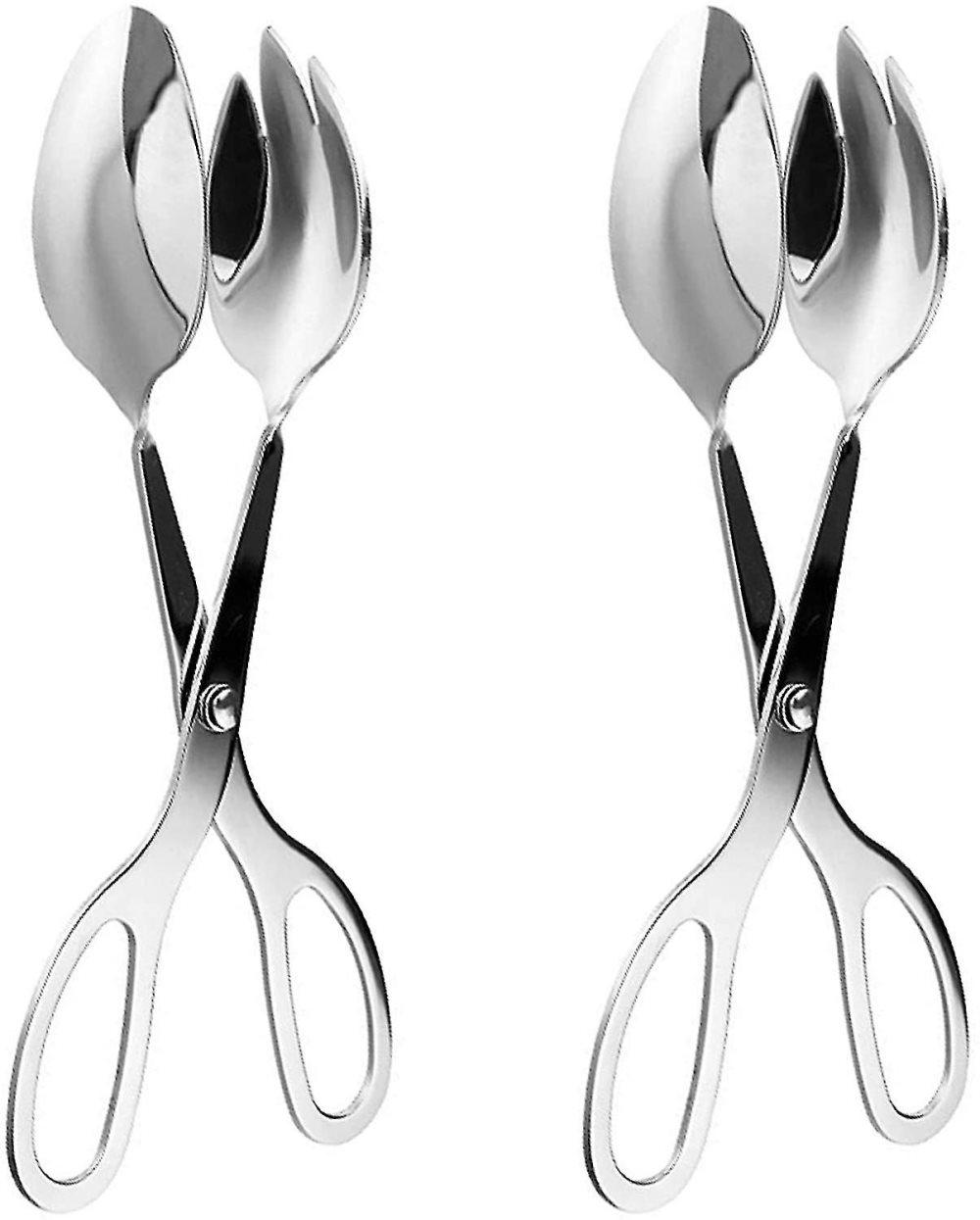 2pcs 10 Inch Kitchen Tongs, Stainless Steel Salad Tongs Buffet Tongs Cake Tongs