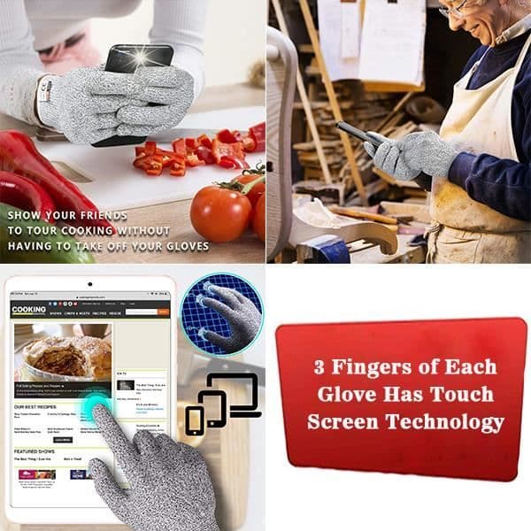 Ett par Ezlife Anti-Cut-handskar Kökshandskar Nivå 5 Skydd EN 388 Standard Arbetshandskar Köksträdgårdsarbete DIY