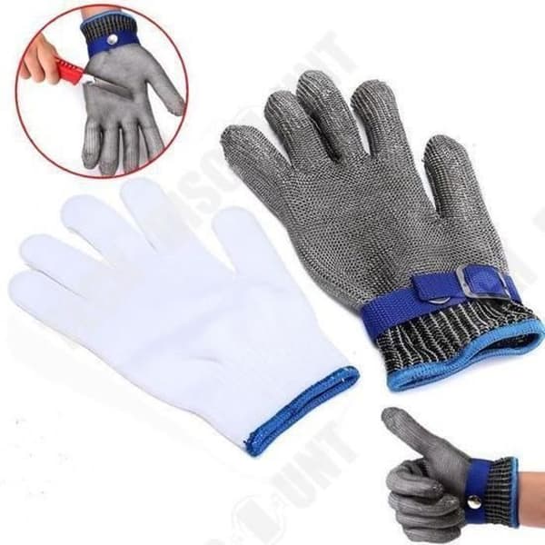 TD® Butcher Cut Protection Glove / Rostfri ståltråd - One Size Large - Grå
