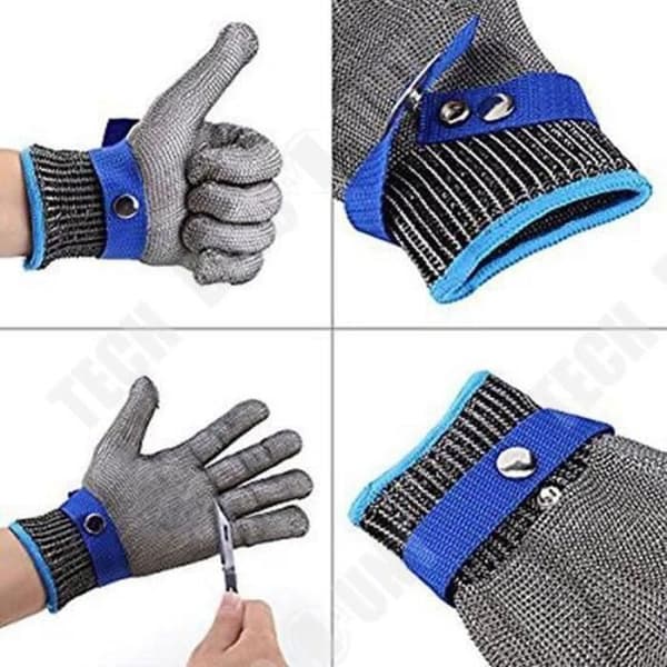 TD® Butcher Cut Protection Glove / Rostfri ståltråd - One Size Large - Grå