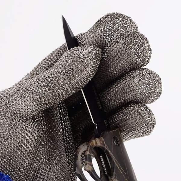 Chainmail Butcher Glove Heavy Duty Rostfritt stål Blåskuren Högpresterande nivå 5 Skyddsstorlek S a960