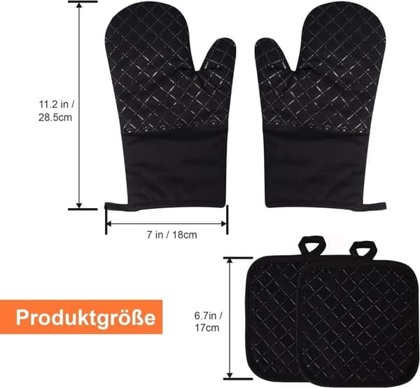 Moorle Lämmönkestävät patalapput ja uunikintaat – Liukumattomat grillikäsineet keittiöön, lämpösuoja