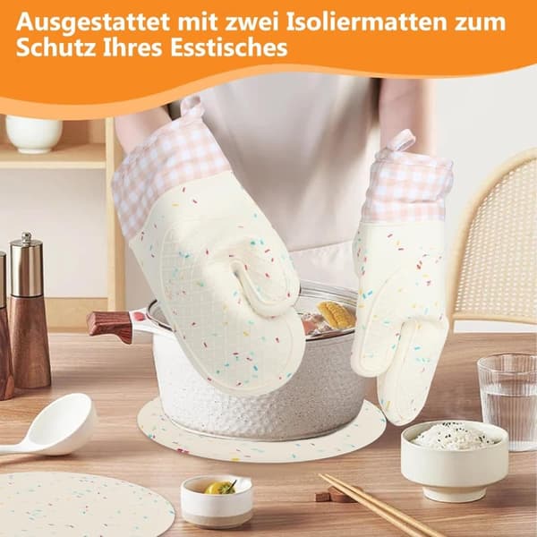 Moorle Lämmönkestävät patalapput ja uunikintaat – Liukumattomat grillikäsineet keittiöön, lämpösuoja