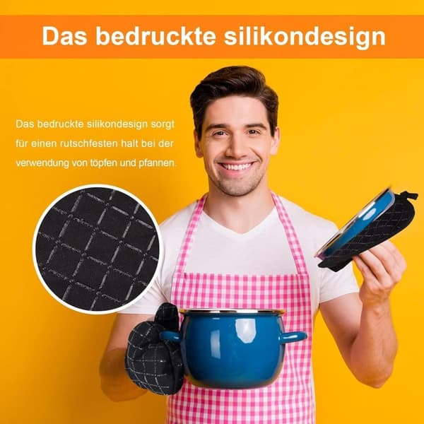 Lollanda Ovnhandsker og grillhandsker med skridsikker – Varmebestandige grydelapper til køkken, madlavning og bagning