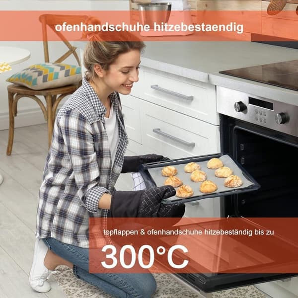 Lollanda Ovnhandsker og grillhandsker med skridsikker – Varmebestandige grydelapper til køkken, madlavning og bagning