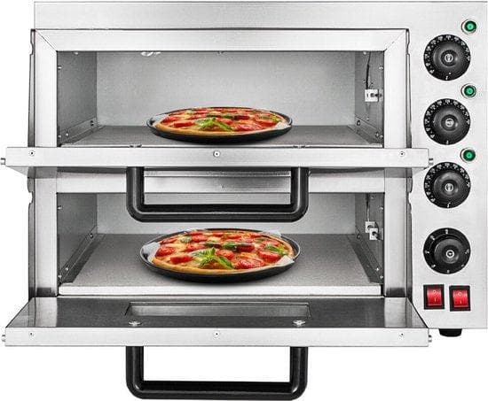 Dubbelpizzaugn - Professionell pizzaugn - Dubbelugn - Pizza Gourmet - Rostfritt stål - 3000W - till 350 ° C