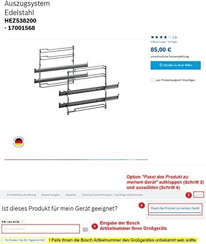Bosch HEZ538000 ugnsdel/tillbehör Rostfritt stål Ugnsskena