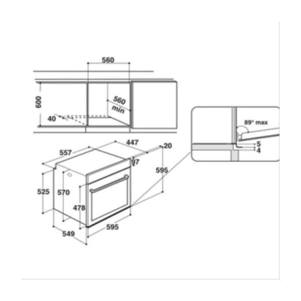 Indesit inbyggd multifunktionell ugn 71l 56cm katalytisk rostfritt stål - ifw5844cix