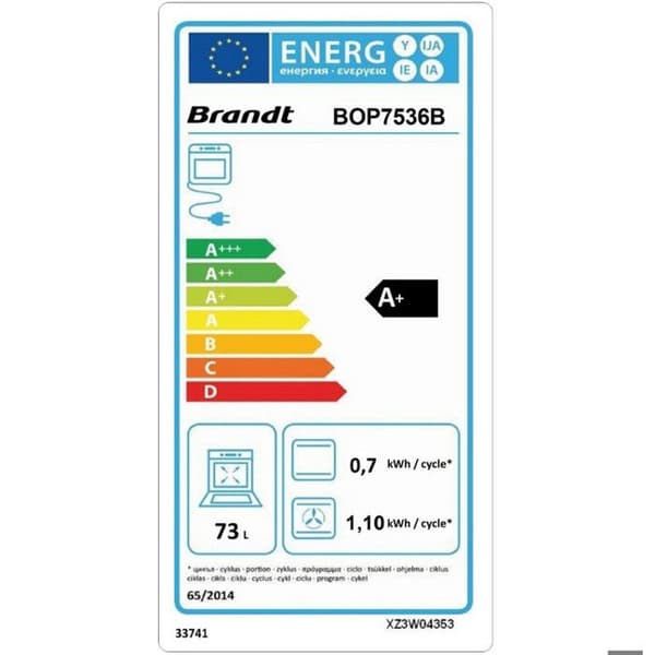 Elugn - BRANDT - BOP7536B - Pyrolys - 73 liter - Klass A+