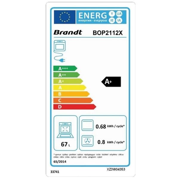 Brandt Inbyggd multifunktionsugn 67l 60cm rostfri pyrolys - BOP2112X