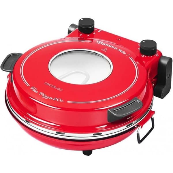 Cecotec Fun Pizza&Co Mamma Mia Vista 1200 W electric pizza oven with viewing window.