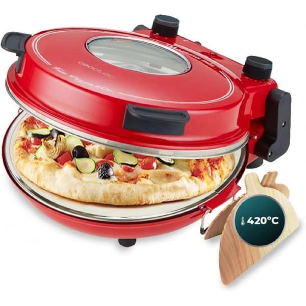 Cecotec Fun Pizza&Co Mamma Mia Vista 1200 W electric pizza oven with viewing window.