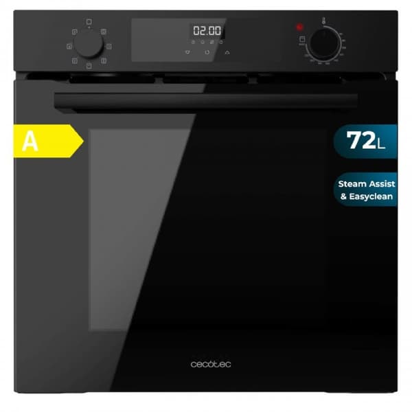 Cecotec Glass Black multifunction built-in oven with 72 l capacity, 7 functions, grill, defrost, steam assist, 2800 W.