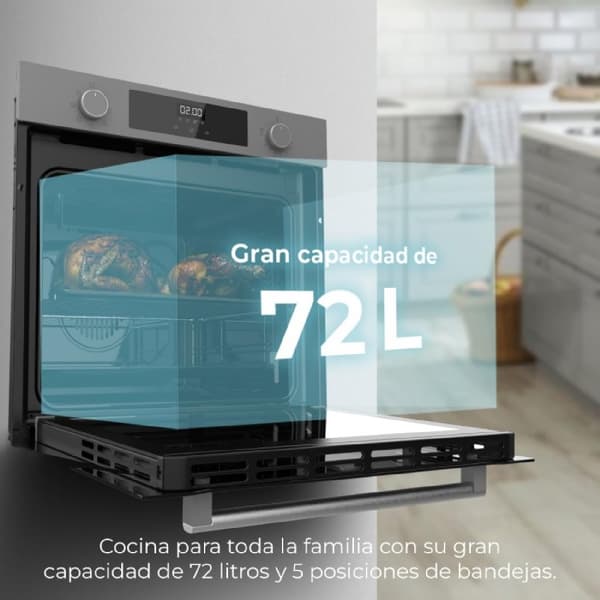 Cecotec Glass Grey multifunction built-in oven with 72 l capacity, 7 functions, grill, defrost, steam assist, 2800 W.