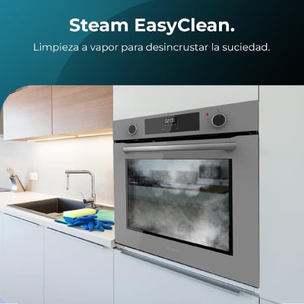 Cecotec Glass Grey multifunction built-in oven with 72 l capacity, 7 functions, grill, defrost, steam assist, 2800 W.