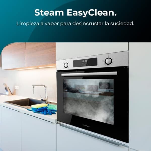Cecotec Stainless-steel multifunction built-in oven with 72 l capacity, 7 functions, grill, defrost, steam assist, 2800 W.