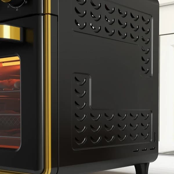 Rootz Mini Ugn - 20 Liter - Oljefri Stekning - Grillning - Bakning - Cirkulationsluft - 90-230° C - Timer - 1400W - Svart - 36cm x 37,7cm x 34,5cm