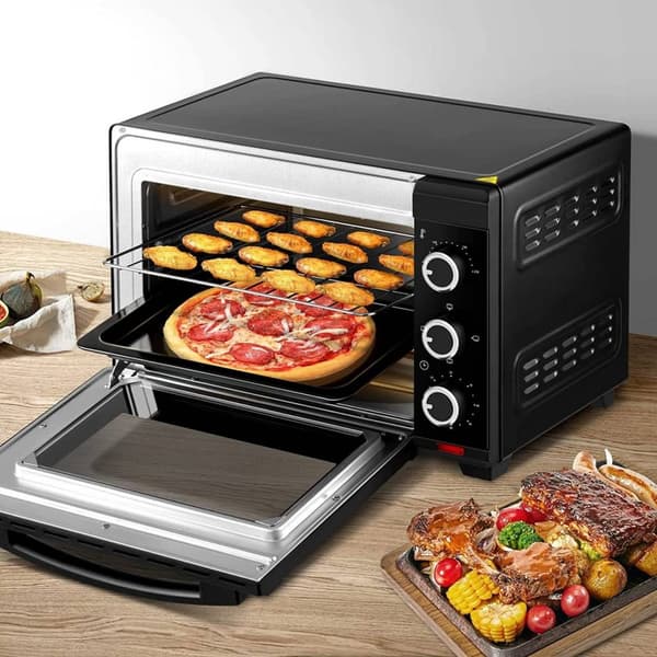 Rootz Mini Ugn - Kompakt elektrisk ugn - Bänkspis - Justerbar temperatur, timerkontroll, mångsidiga tillbehör - Säker dubbelglasdörr - 47,4 cm x 29,5