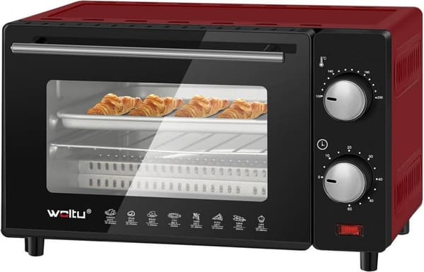 Rootz Compact 10L miniovn - bordpladeovn - Pladsbesparende komfur - Effektiv temperaturkontrol, multifunktionel, sikkert design - 36,5 cm x 22,1 cm x