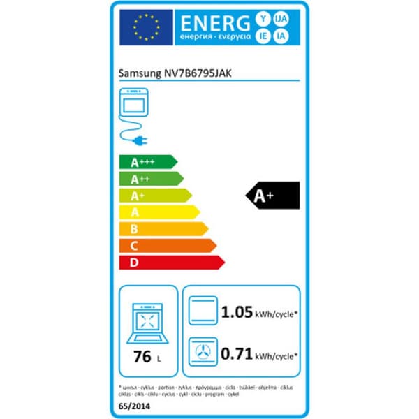 Selvrensende stekeovn med pyrolyse Samsung NV7B6795JAK/U1 1600 W 76 L