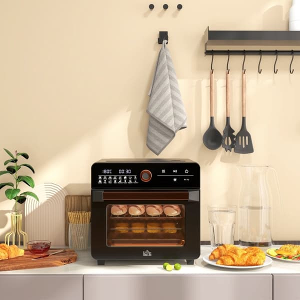 Rootz Mini Oven Air Fryer - Retro leivänpaahdin - Monitoimiliesi - 17 esiasetusta - 20L Tilavuus - 40-220°C - 36cm x 37cm x 34,5cm