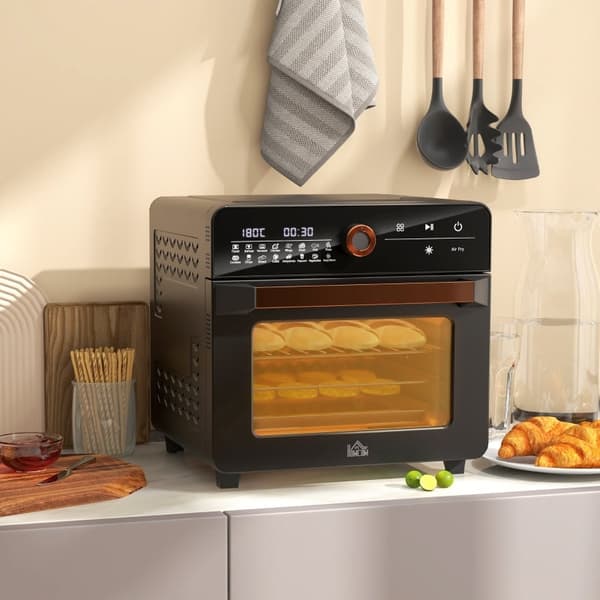 Rootz Mini Oven Air Fryer - Retro leivänpaahdin - Monitoimiliesi - 17 esiasetusta - 20L Tilavuus - 40-220°C - 36cm x 37cm x 34,5cm