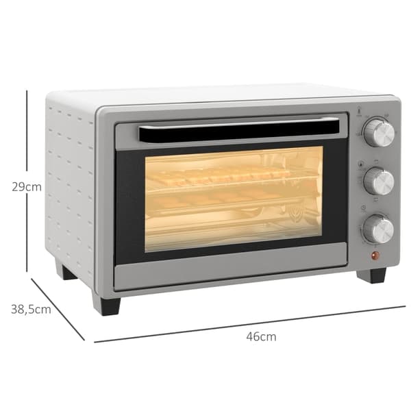 Rootz Mini Ugn - Brödrost - Brödugn - 21L Kapacitet - Justerbar temperatur - 3 tillagningslägen - Rostfritt stål - 46 cm x 38,5 cm x 29 cm