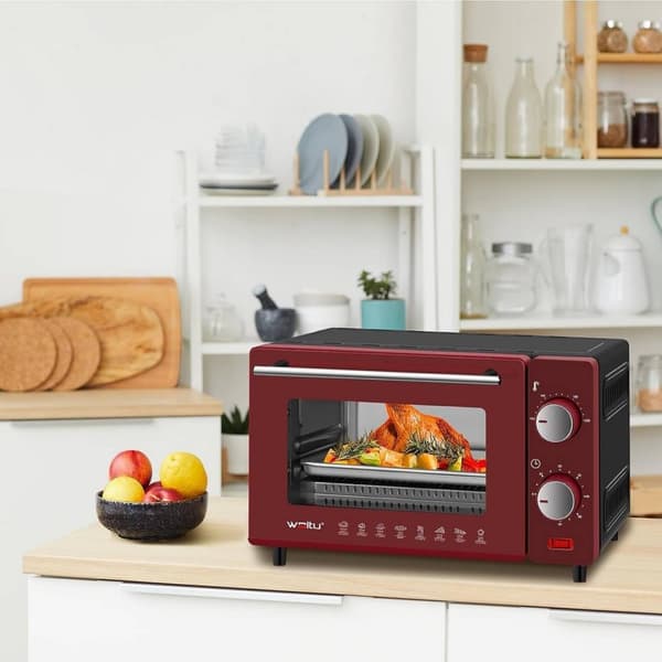 Rootz Pink Mini Ovn - Kompakt Bordovn - Lille Bagebrødrist - 10L Kapacitet - 36,5x22,1x28,5 cm - 650W - Dobbeltglasdør