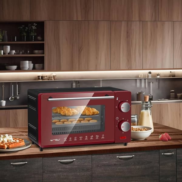 Rootz Pink Mini Ovn - Kompakt Bordovn - Lille Bagebrødrist - 10L Kapacitet - 36,5x22,1x28,5 cm - 650W - Dobbeltglasdør