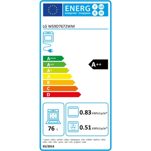 Selvrensende stekeovn med pyrolyse LG WS9D7672WM 3500 W 76 L