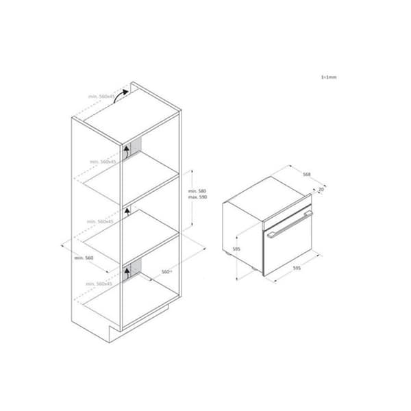 Rosieres Four integrerbar 78l 60cm pyrolys i rostfritt stål - RO6H5TB3YTX