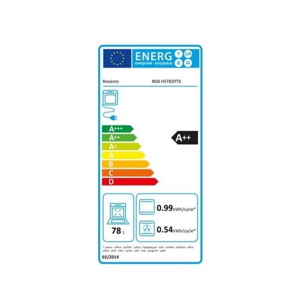 Rosieres Four integrerbar 78l 60cm pyrolys i rostfritt stål - RO6H5TB3YTX