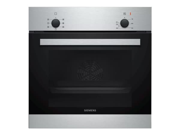 Siemens iQ100 HB010FBR1S - Ovn - innebygd - fordypning - bredde: 56 cm - dybde: 55 cm - høyde: 57.5 cm - Klasse A - rustfritt stål