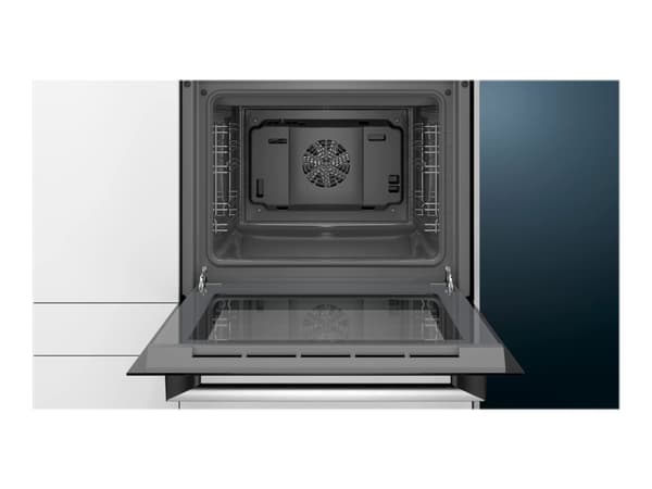 Siemens iQ100 HB010FBR1S - Ovn - innebygd - fordypning - bredde: 56 cm - dybde: 55 cm - høyde: 57.5 cm - Klasse A - rustfritt stål