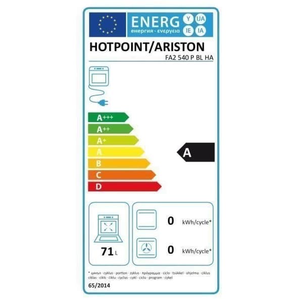 Inbyggd elektrisk ugn Pyrolys Fläktstödd värme HOTPOINT FA2 540 P BL HA - Svart - 66L - Multifunktion