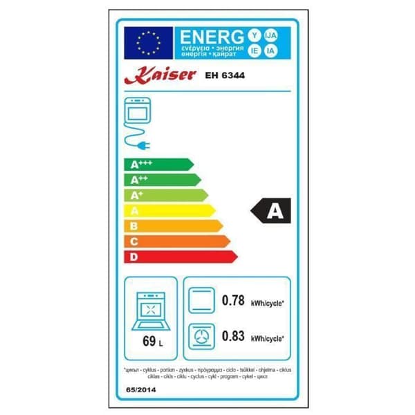 Kaiser EH 6344+KCT 6705 FI, Elektrisk ugn, 79L + induktionshäll 60 cm