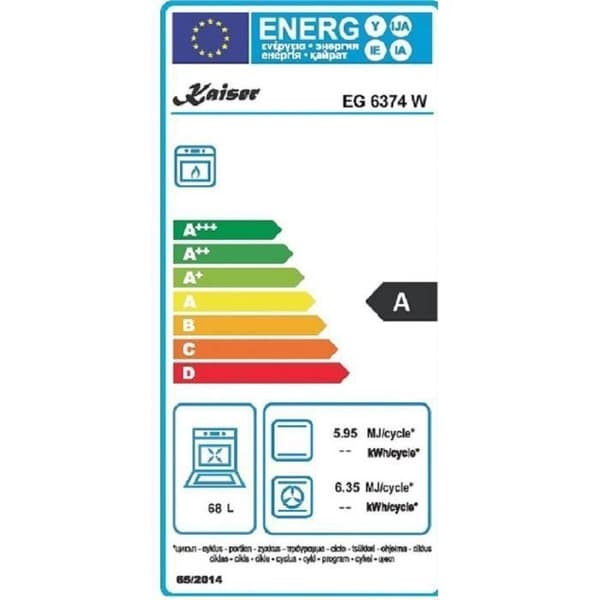 Kaiser Herd Set EG 6374 med inbyggnadsugn + KCG 6380 W gasspis