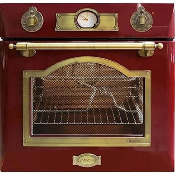 Kaiser EH 6355 Röd Elektriska Inbyggnadsugn 67L Bordeaux + Glasceramisk Platta 60cm med paneler i bronsmetall