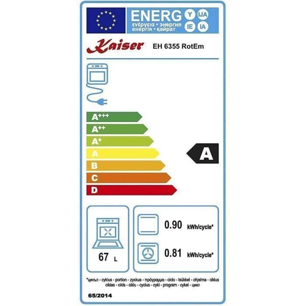 Kaiser EH 6355 RotEm Elektrisk inbyggnadsugn 67L + Kaiser KCT 7797 ElfEm Induktionshäll 77 cm
