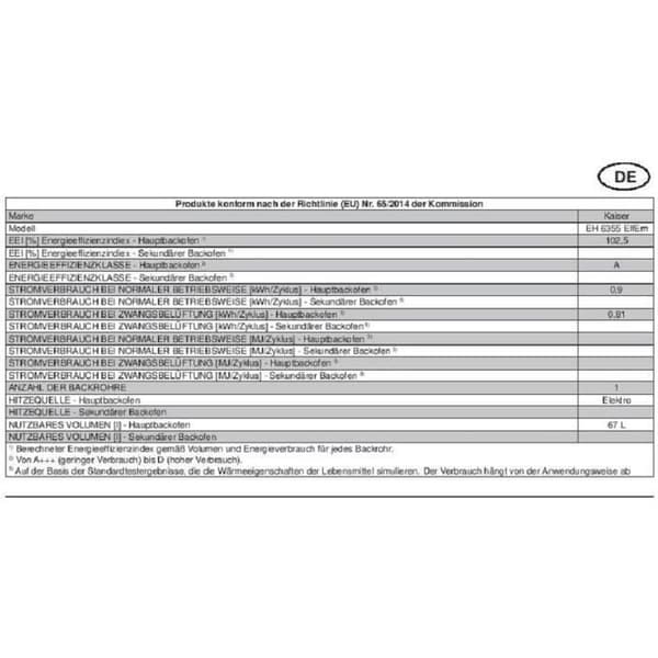 Kaiser EH 6355 ElfEm Elektrisk inbyggnadsugn 67L + Kaiser KCT 7795 ElfEm Induktionshäll 77 cm