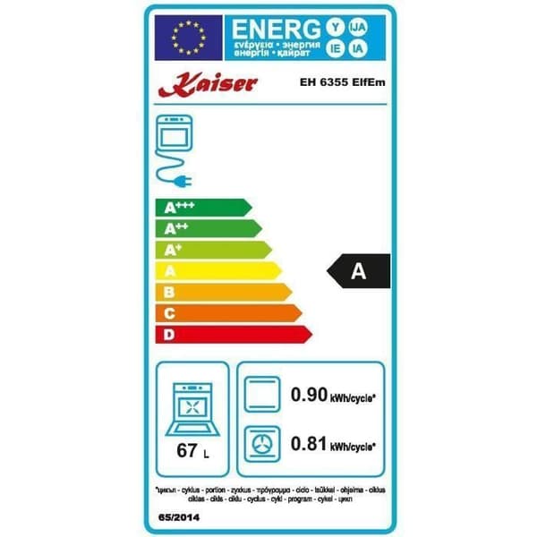 Kaiser EH 6355 ElfEm Elektrisk inbyggnadsugn 67L + Kaiser KCT 7795 ElfEm Induktionshäll 77 cm