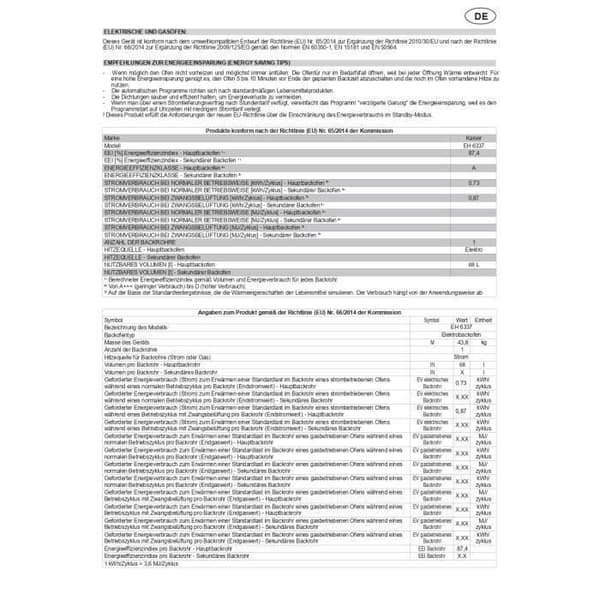 Kaiser EH 6367 +KG 6357, Fyr elektrisk, Självständig, 79L, 10 funktioner + gas spis 60 cm
