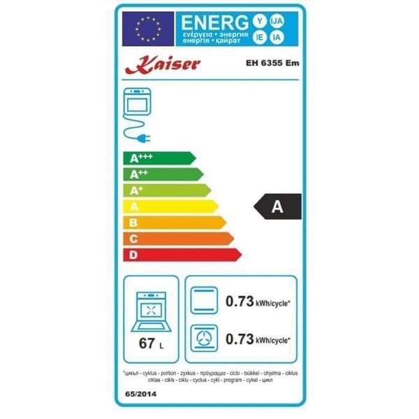 Kaiser EH 6355 Em+KCT 6395 Iem, Fyrkantig elektrisk inbyggnad ugn 60cm 67L + induktionshäll 60 cm