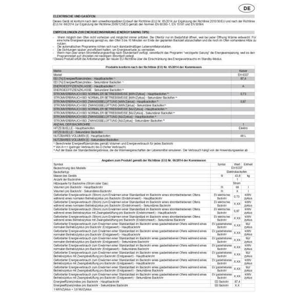 Kaiser EH 6367 +KG 8382, Elektrisk ugn, Fristående, 79L, 10 funktioner + gasspis 77 cm