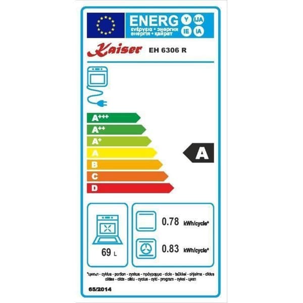 Kaiser EH 6306 R+KG 6357, inbyggnadsugn, rostfritt stål, 79L + gaskokplatta 60cm