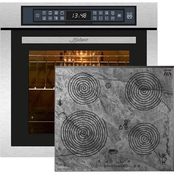 Kaiser EH 6306 R+KCT 6705 FI Ara, Fyra inbyggnadsugnar, rostfritt stål, 79L + induktionshäll 60 cm